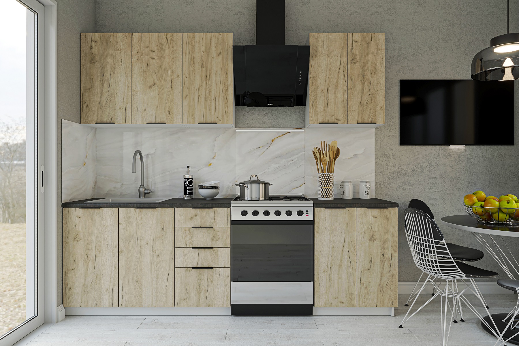 Kuchyně KRAFTY bílá / dub bílý