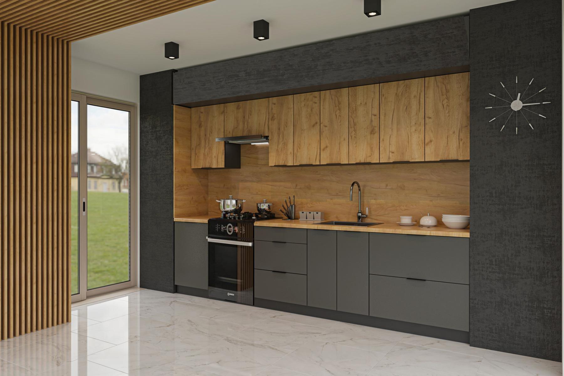 Kuchyně KRAFTY grafit / zlatý dub