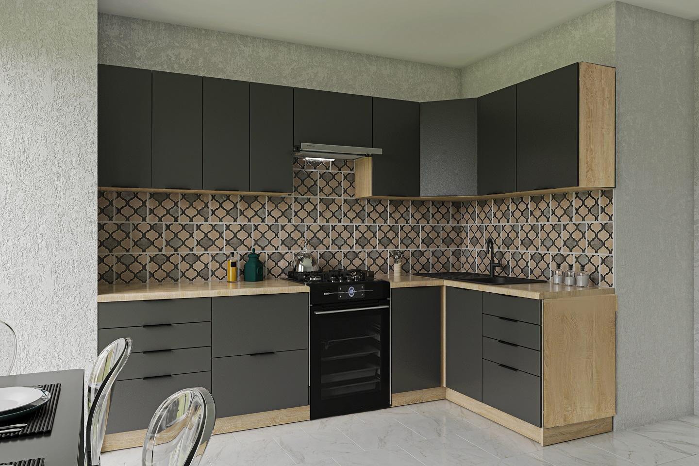 Kuchyně KRAFTY dub sonoma / grafit